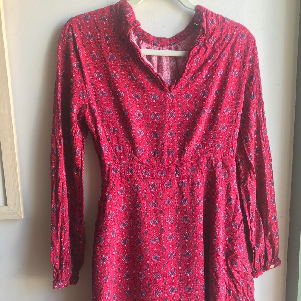 red summer patterned dress